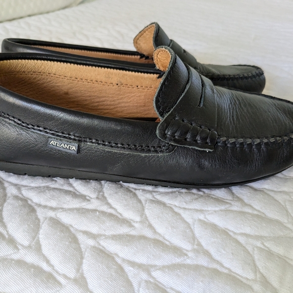 Kids Atlanta Moccasin black leather slip on loafer shoes size 36 (kids 4) - Picture 4 of 9